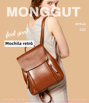 HWCHHJT-586 Bolsa feminina moda cera de óleo mochila de couro sintético Bolsa feminina moda cera de óleo mochila de couro sintético